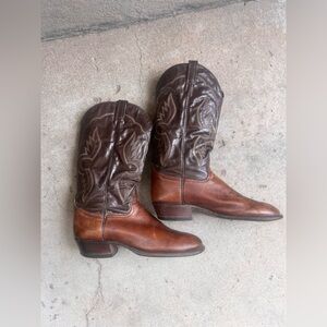 70s Tony Lama Two-Tone Leather Cowboy Boots